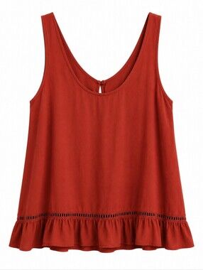 American Eagle Outfitters Brick Red Ruffle-Hem Tank Sz M